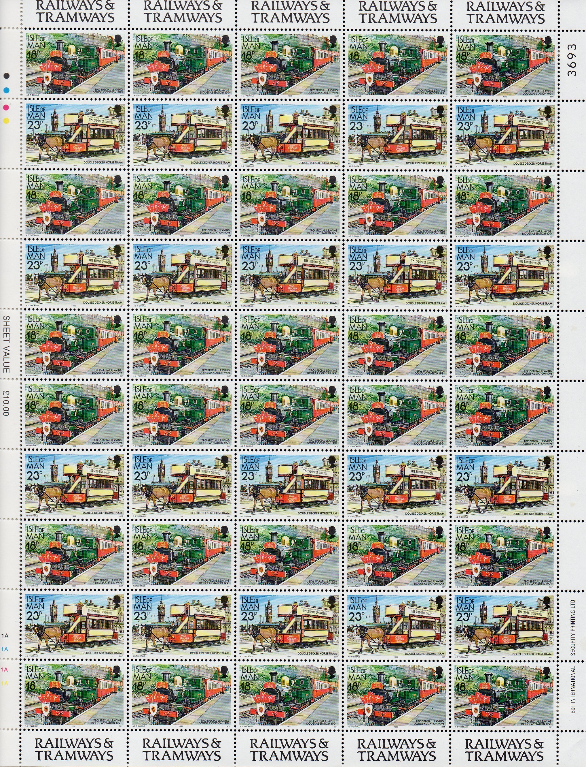 Isle of Man Booklet Stamps Trains 1988-1992